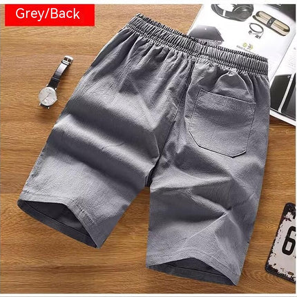 Men's Shorts Casual Summer Beach Drawstring Linen Cotton Short with Pockets