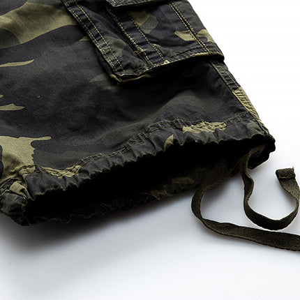 Men's Cargo Shorts Camo Short Multi-Pocket Cotton Shorts with No Belt