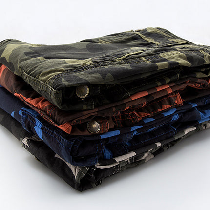 Men's Cargo Shorts Camo Short Multi-Pocket Cotton Shorts with No Belt