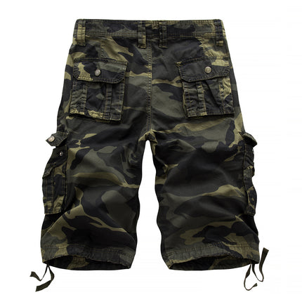 Men's Cargo Shorts Camo Short Multi-Pocket Cotton Shorts with No Belt