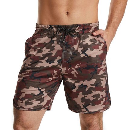 Mens Shorts Casual Elastic Waist Summer Beach Shorts with Pockets