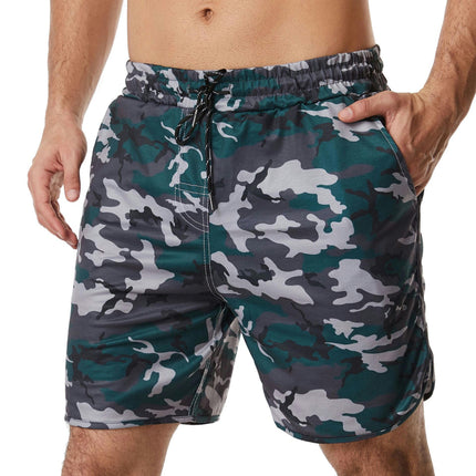 Mens Shorts Casual Elastic Waist Summer Beach Shorts with Pockets