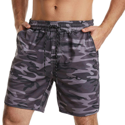 Mens Shorts Casual Elastic Waist Summer Beach Shorts with Pockets