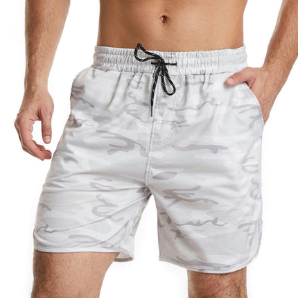 Mens Shorts Casual Elastic Waist Summer Beach Shorts with Pockets