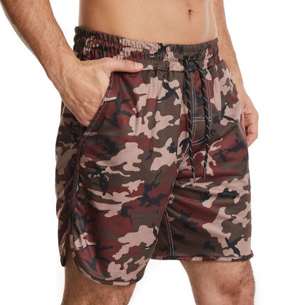 Mens Shorts Casual Elastic Waist Summer Beach Shorts with Pockets