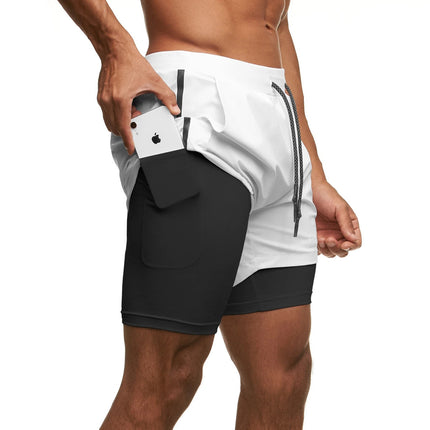 Men's Running Athletic 2 in 1 Shorts Breathable Gym Short for Men with Pocket