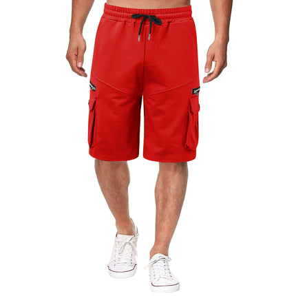 Men's Cargo Shorts Elastic Waist Relaxed Fit Cotton Casual Shorts Multi-Pockets