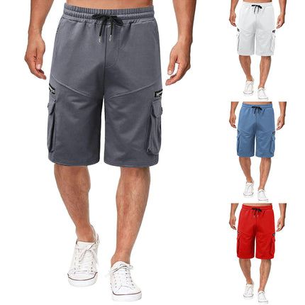 Men's Cargo Shorts Elastic Waist Relaxed Fit Cotton Casual Shorts Multi-Pockets