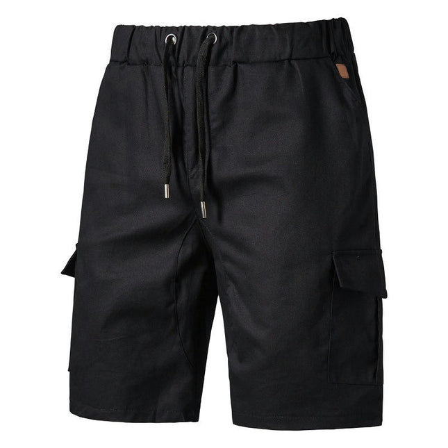 Men's Cargo Shorts Elastic Waist Drawstring Cotton Outdoor Lightweight Multi-Pocket Short