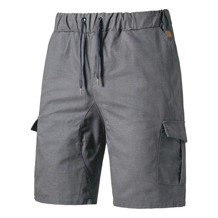 Men's Cargo Shorts Elastic Waist Drawstring Cotton Outdoor Lightweight Multi-Pocket Short