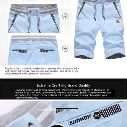 Men's Shorts Casual Drawstring Summer Beach Shorts with Elastic Waist and Pockets