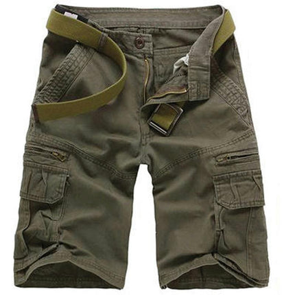 Men's Lightweight Multi Pocket Casual Outdoor Cargo Shorts with Zipper Pockets No Belt