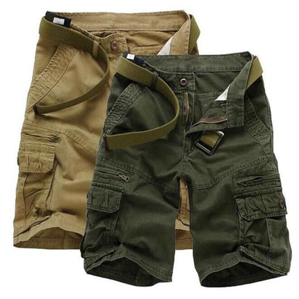 Men's Lightweight Multi Pocket Casual Outdoor Cargo Shorts with Zipper Pockets No Belt