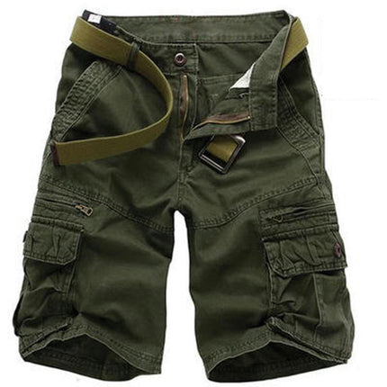 Men's Lightweight Multi Pocket Casual Outdoor Cargo Shorts with Zipper Pockets No Belt