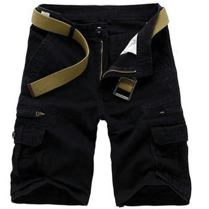 Men's Lightweight Multi Pocket Casual Outdoor Cargo Shorts with Zipper Pockets No Belt