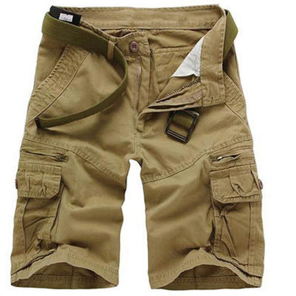 Men's Lightweight Multi Pocket Casual Outdoor Cargo Shorts with Zipper Pockets No Belt