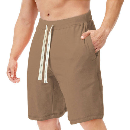 Men's Shorts Casual Drawstring Elastic Waist Beach Shorts with Pockets