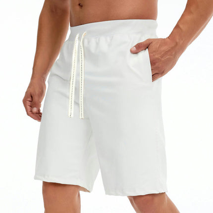 Men's Shorts Casual Drawstring Elastic Waist Beach Shorts with Pockets