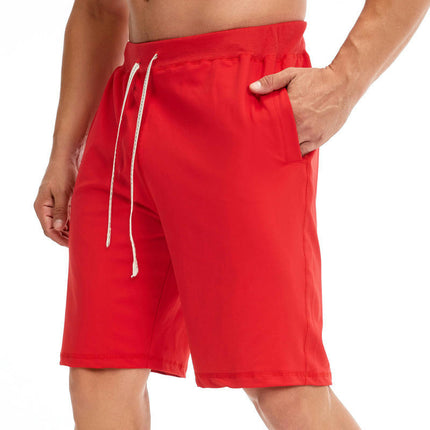 Men's Shorts Casual Drawstring Elastic Waist Beach Shorts with Pockets