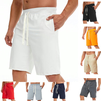 Men's Shorts Casual Drawstring Elastic Waist Beach Shorts with Pockets