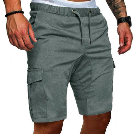 Men's Shorts Casual Cotton Elastic Waist Drawstring Summer Beach Shorts with Pockets