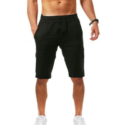 Men's Linen Shorts Casual Drawstring Summer Beach Shorts