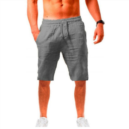 Men's Linen Shorts Casual Drawstring Summer Beach Shorts