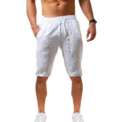 Men's Linen Shorts Casual Drawstring Summer Beach Shorts