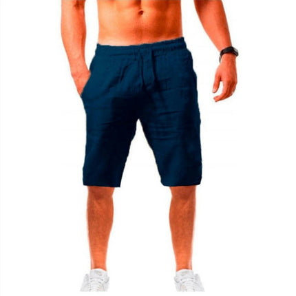 Men's Linen Shorts Casual Drawstring Summer Beach Shorts