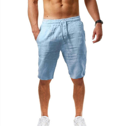 Men's Linen Shorts Casual Drawstring Summer Beach Shorts