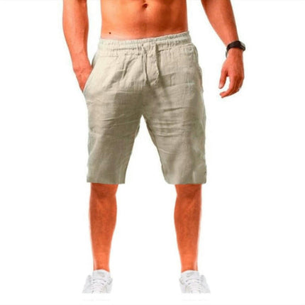 Men's Linen Shorts Casual Drawstring Summer Beach Shorts