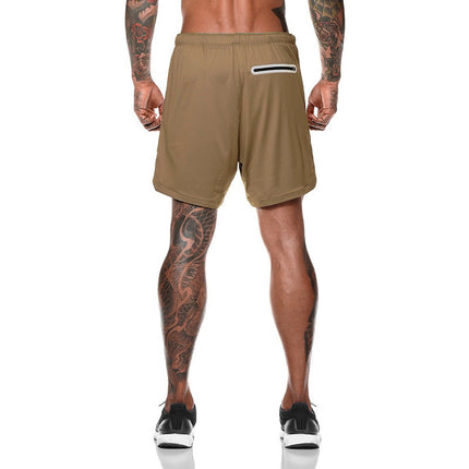 Men's 2 in 1 Workout Running Shorts Lightweight Training Gym Short with Zipper Pockets