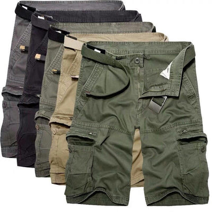 Men's Cotton Casual Multi Pocket Outdoor Shorts Cargo Shorts(No Belt)