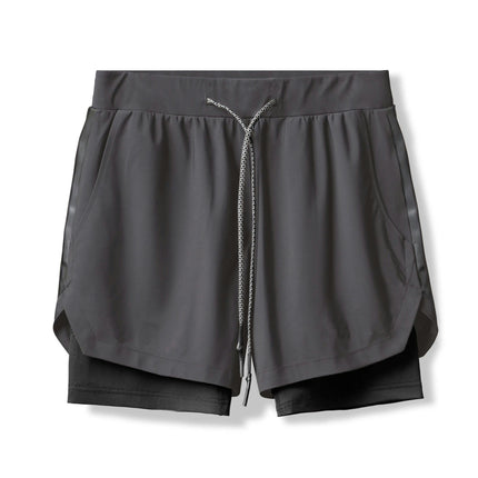 Men's 2 in 1 Running Shorts with Pockets Breathable Quick Dry Active Gym Workout Shorts