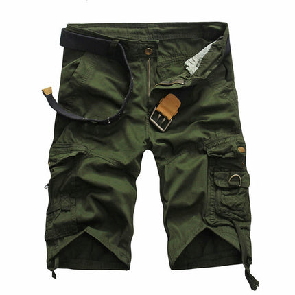 Men's Lightweight Multi Pocket Cotton Casual Cargo Shorts,Outdoor Shorts with Pockets(No Belt)