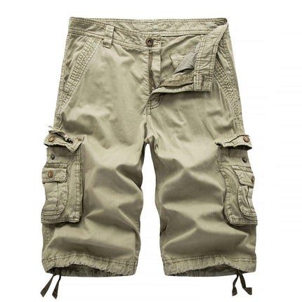 Men's Cargo Cotton Shorts Relaxed Fit Multi-Pocket