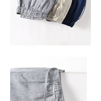 Men's Shorts Casual Linen Drawstring Summer Beach Shorts for Men