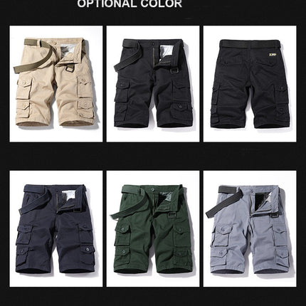 Men's Cargo Shorts Relaxed Fit Short Outdoor Multi-Pocket Cotton Casual Shorts with No Belt