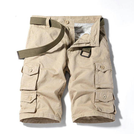 Men's Cargo Shorts Relaxed Fit Short Outdoor Multi-Pocket Cotton Casual Shorts with No Belt