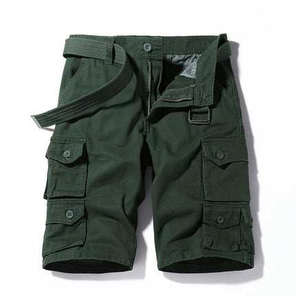 Men's Cargo Shorts Relaxed Fit Short Outdoor Multi-Pocket Cotton Casual Shorts with No Belt