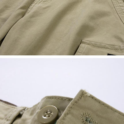 Men's Cargo Shorts Relaxed Fit Short Outdoor Multi-Pocket Cotton Shorts with No Belt