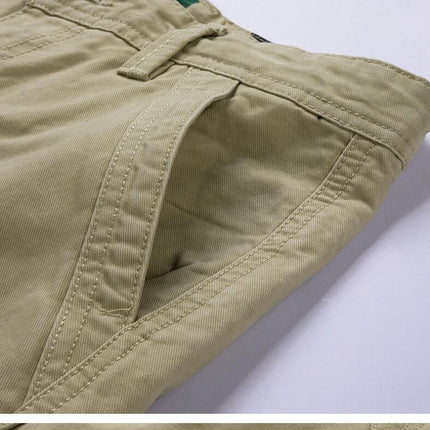 Men's Cargo Shorts Relaxed Fit Short Outdoor Multi-Pocket Cotton Shorts with No Belt