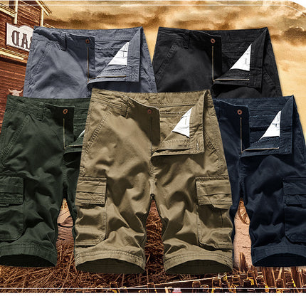 Men's Lightweight Multi Pocket Cotton Cargo Shorts,Outdoor Shorts with Pockets(No Belt)