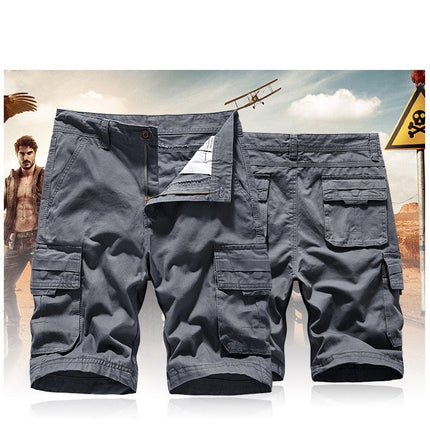 Men's Lightweight Multi Pocket Cotton Cargo Shorts,Outdoor Shorts with Pockets(No Belt)