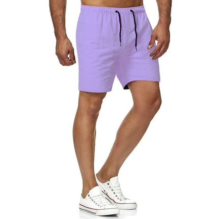 Men's Shorts Casual Elastic Waist Athletic Gym Summer Beach Shorts with Pockets