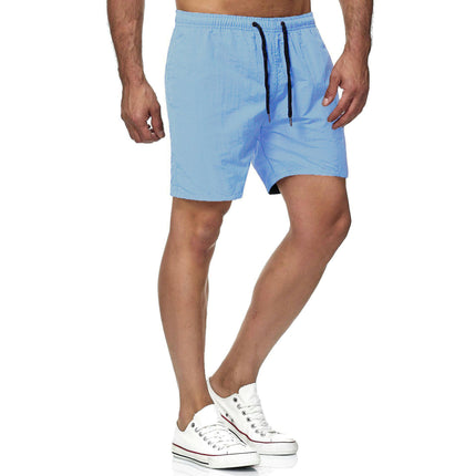 Men's Shorts Casual Elastic Waist Athletic Gym Summer Beach Shorts with Pockets