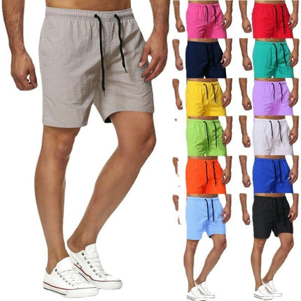 Men's Shorts Casual Elastic Waist Athletic Gym Summer Beach Shorts with Pockets