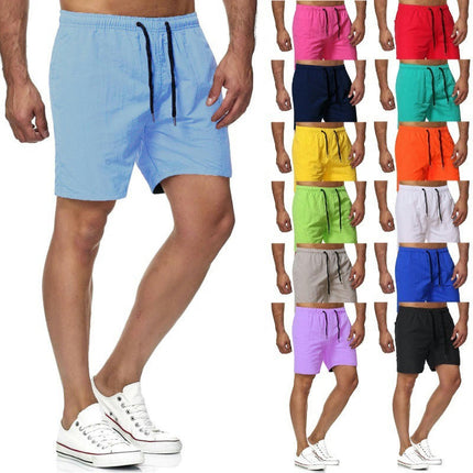 Men's Shorts Casual Elastic Waist Athletic Gym Summer Beach Shorts with Pockets