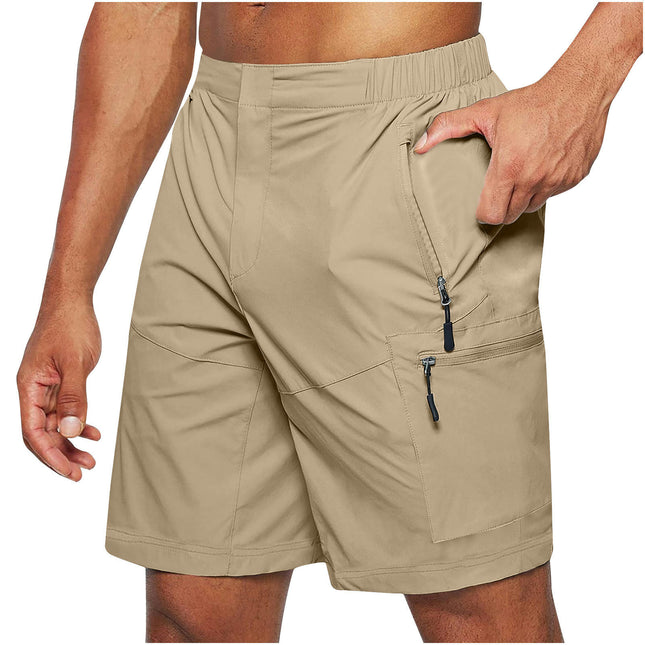 Men's Gym Shorts Quick Dry Workout Running Casual Training Short with Zipper Pockets