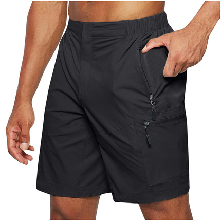 Men's Gym Shorts Quick Dry Workout Running Casual Training Short with Zipper Pockets